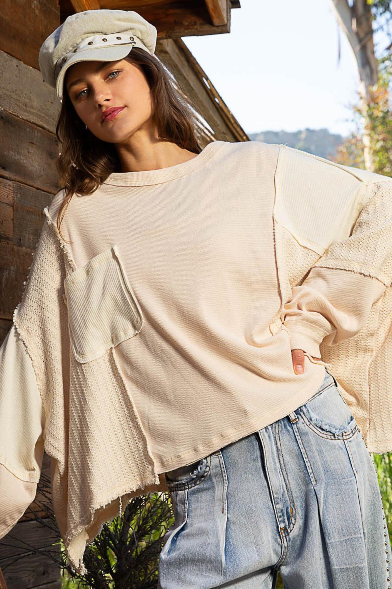 The Right Time Textured Long Sleeve Top