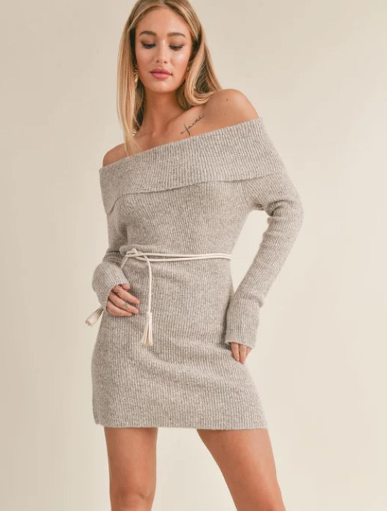 Hannah Sweater Off The Shoulder Mini Dress
