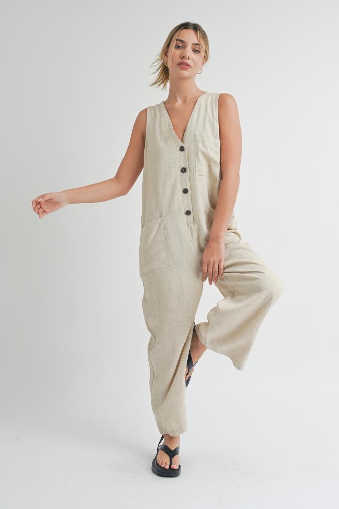 Staying With You Linen Jumpsuit (Item #JU3054)
