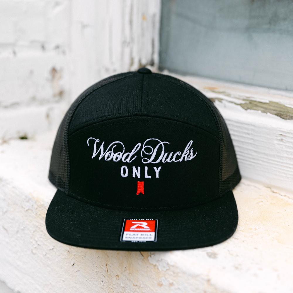 Wood Ducks Only 7 Panel Trucker Hat (Item #168-B-WDO)