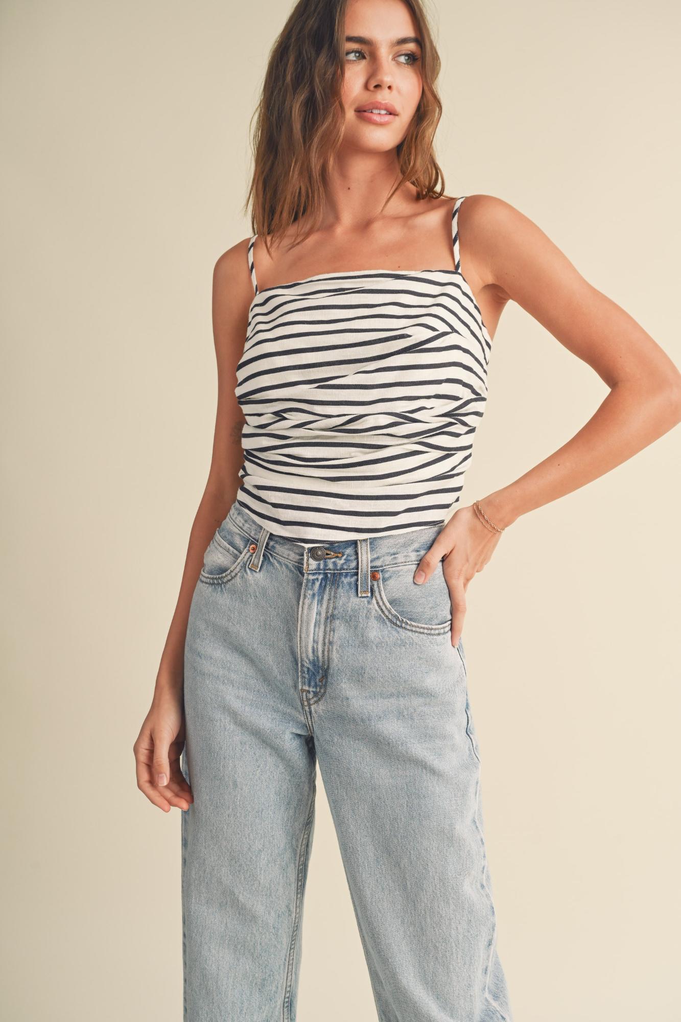 Play My Song Striped Sleeveless Top