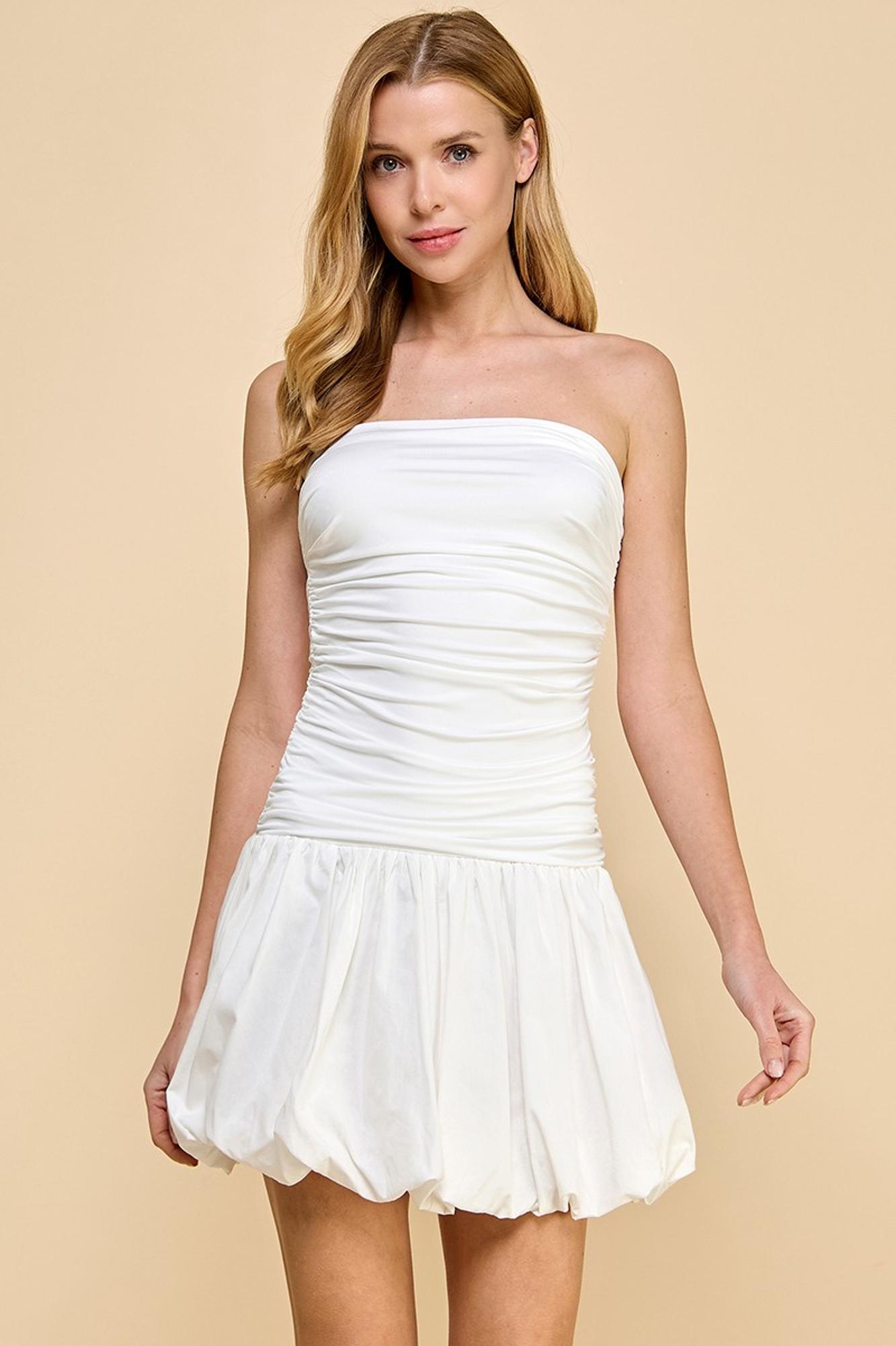 The Good One Strapless Ruched Dress