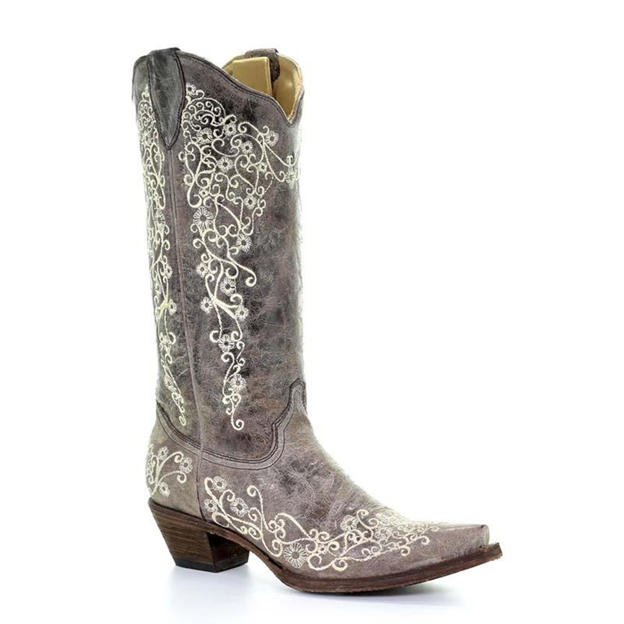 Brown Crater Bone Embroidery Boot