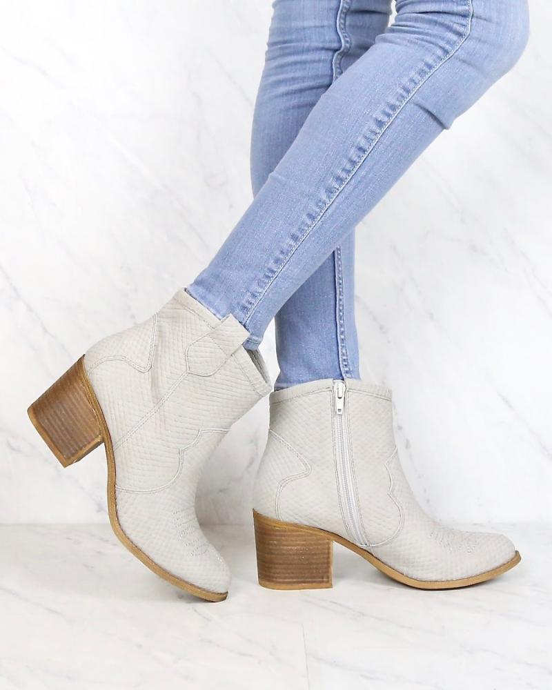 Dirty Laundry Unite White Snake Booties
