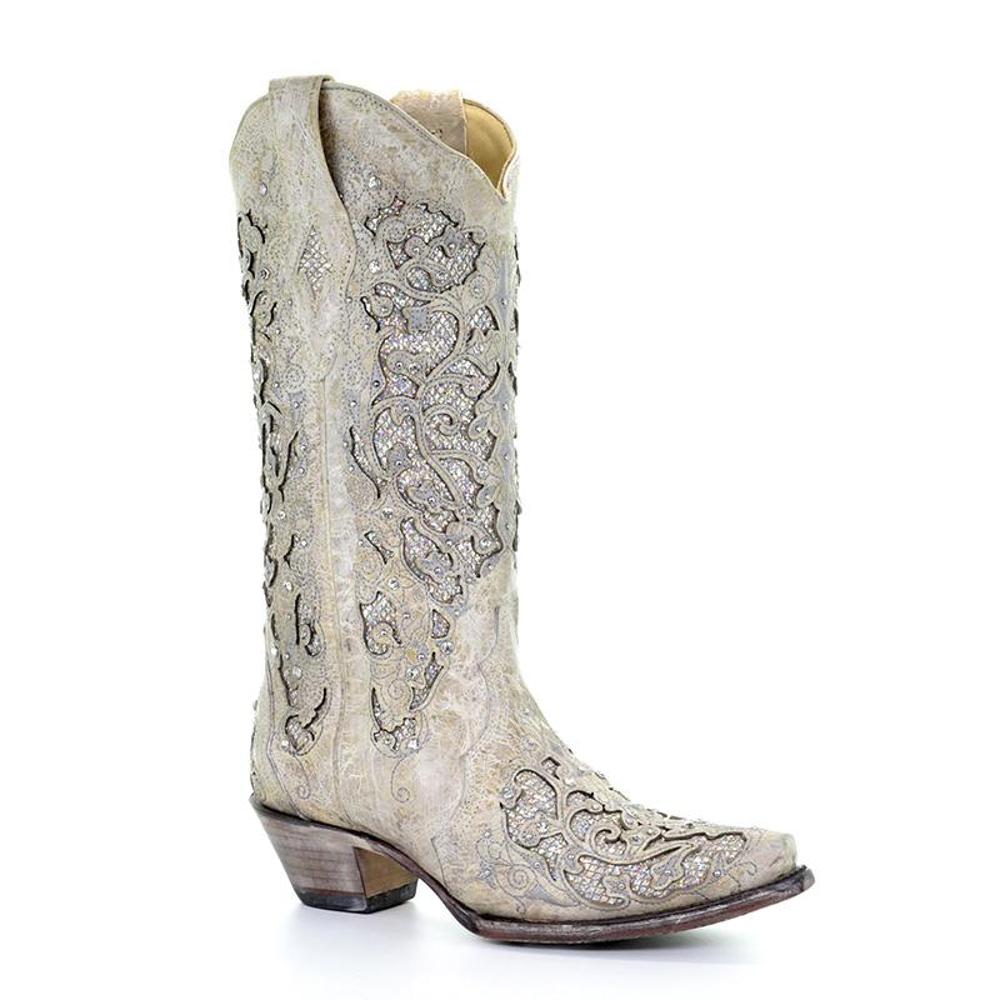 LD White Glitter Inlay Boots (Item #A3322)