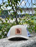 Barnes Store Georgia Leather Patch Hat: KHAKI/WHITE
