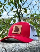 Barnes Store Georgia Leather Patch Hat: RED/WHITE