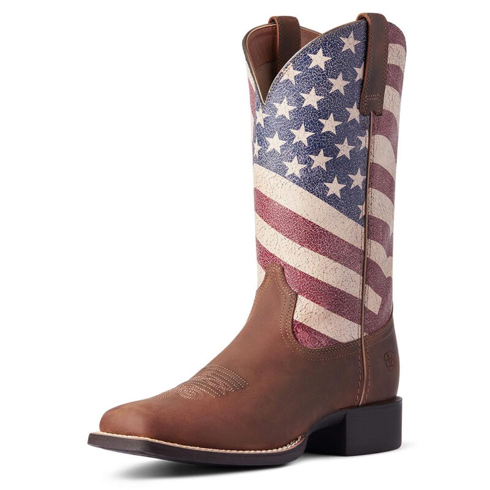 Round Up Patriot Western Boots: BROWN