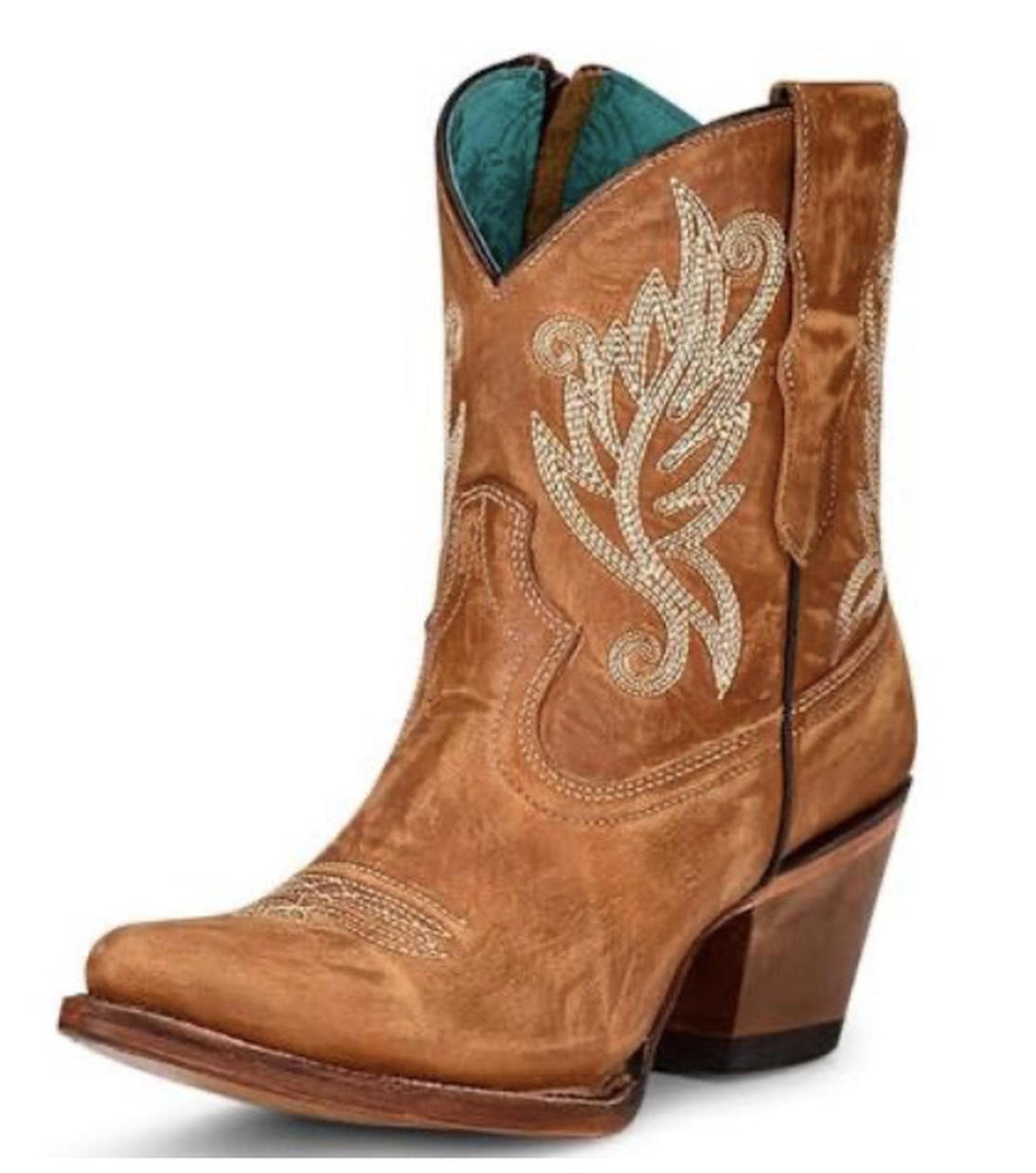 Lds Golden Embroidery Ankle Boot