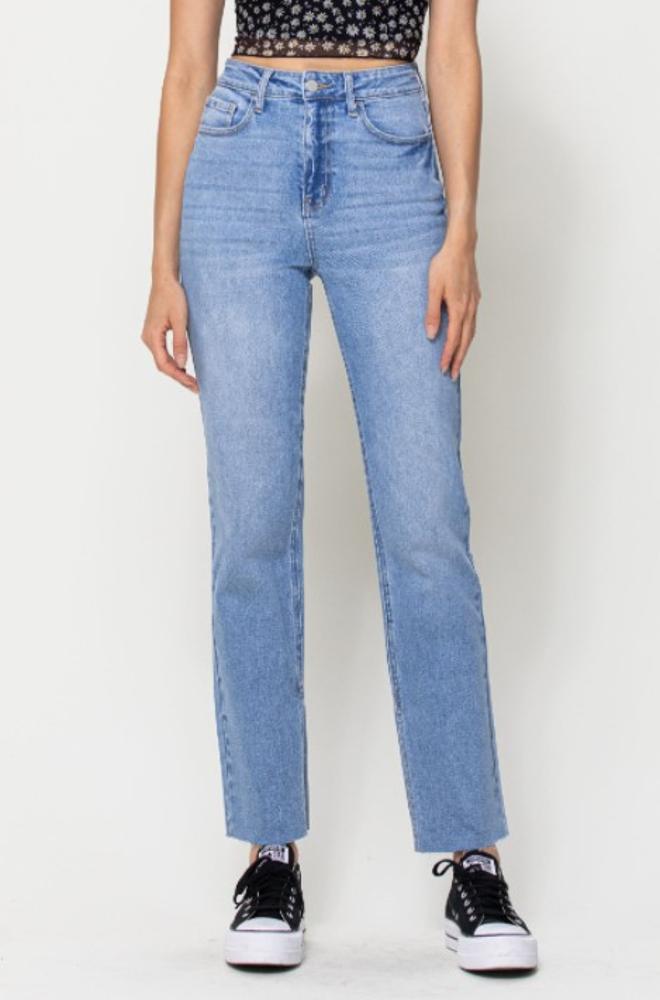 The Stylish High Rise Side Slit Jeans (Item #AB18105S)