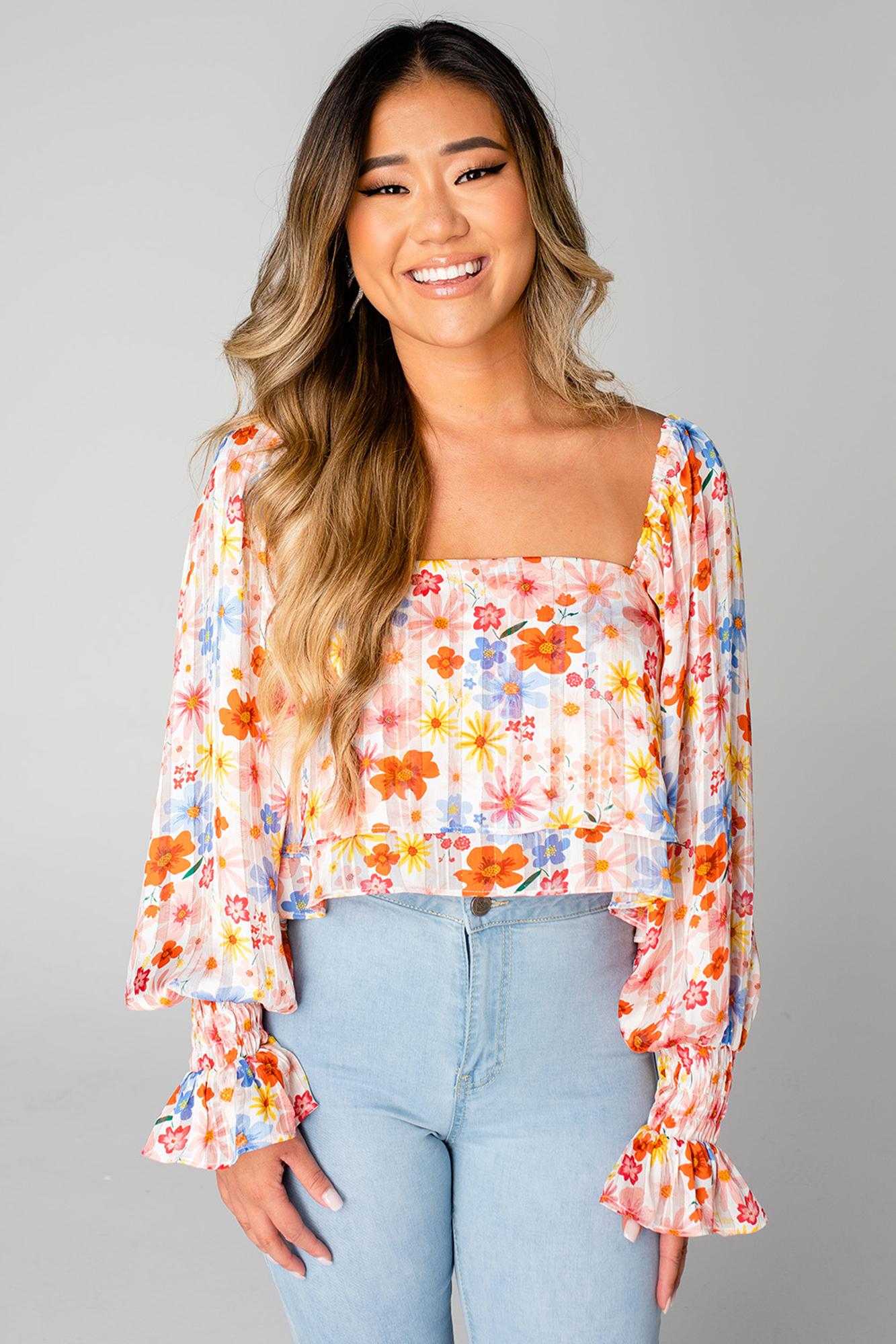 Flora Cropped Square Neck Top