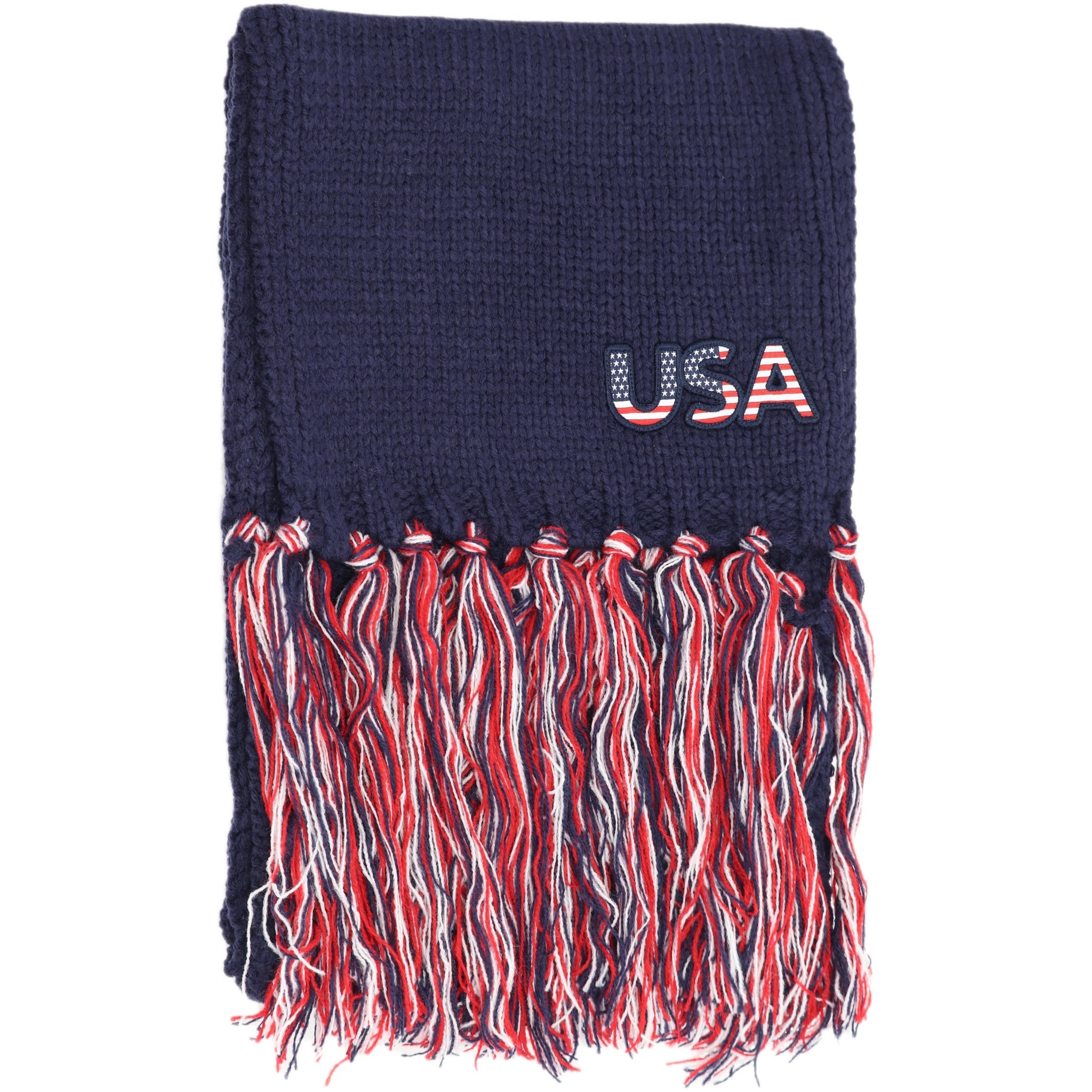 Usa Patch Scarf With Tassels