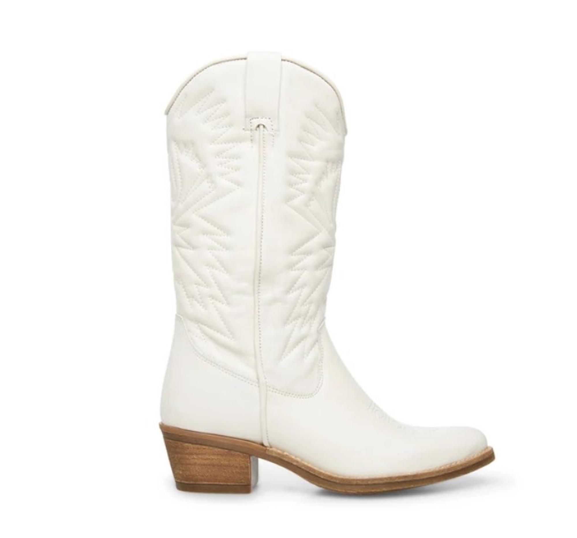 Hayward White Leather Western Boots