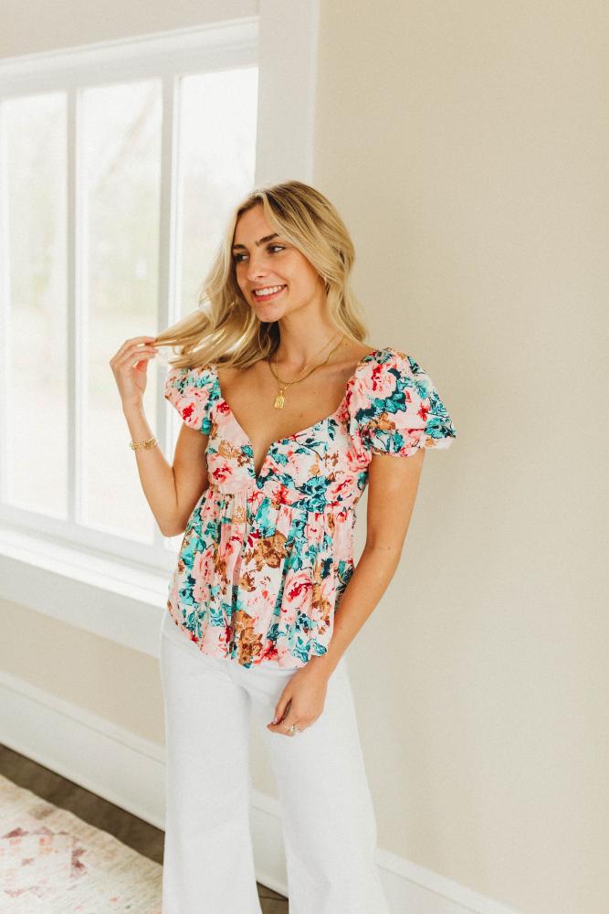 Houston Puff Sleeve Floral Top