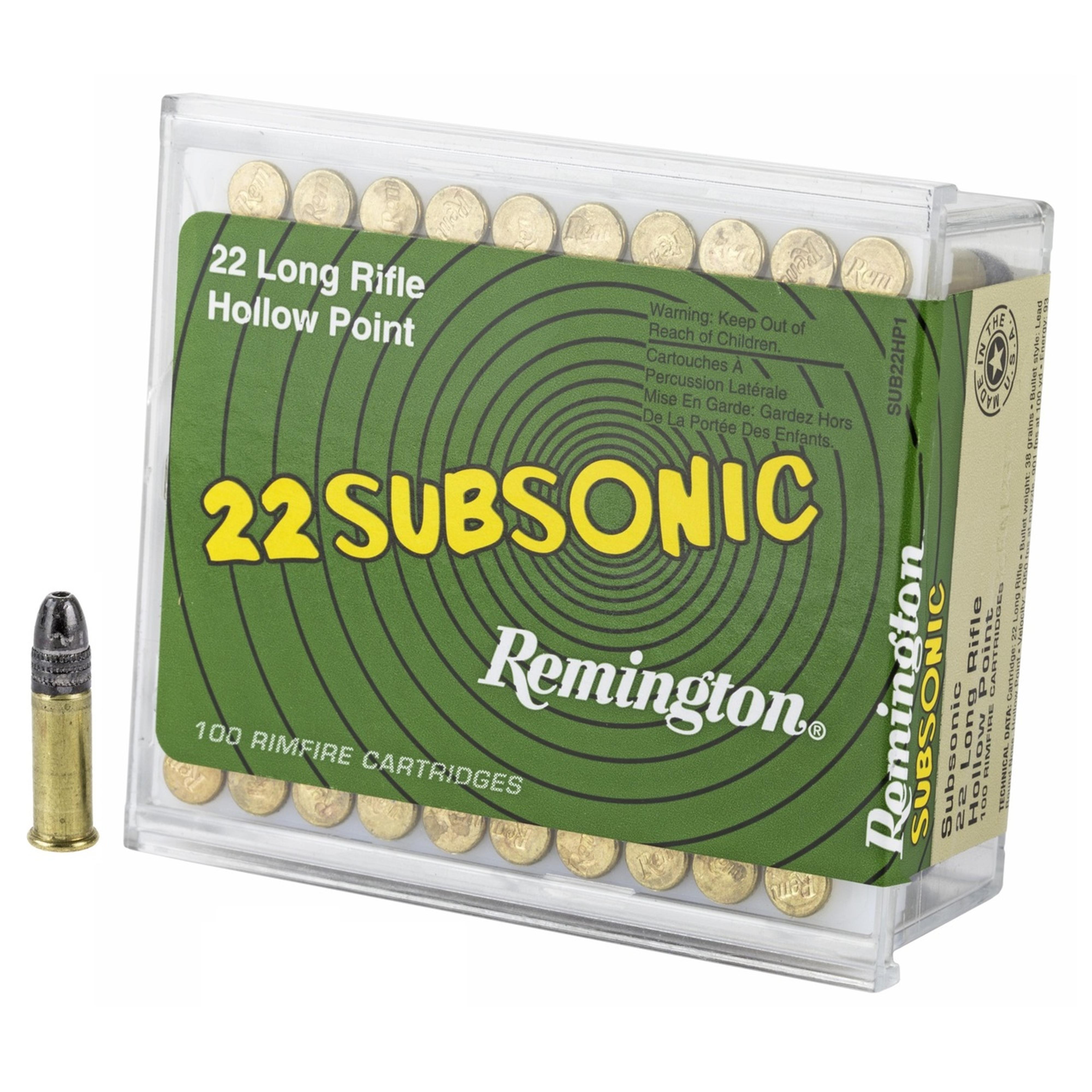  Remington 22lr 38gr Subsonic Hp