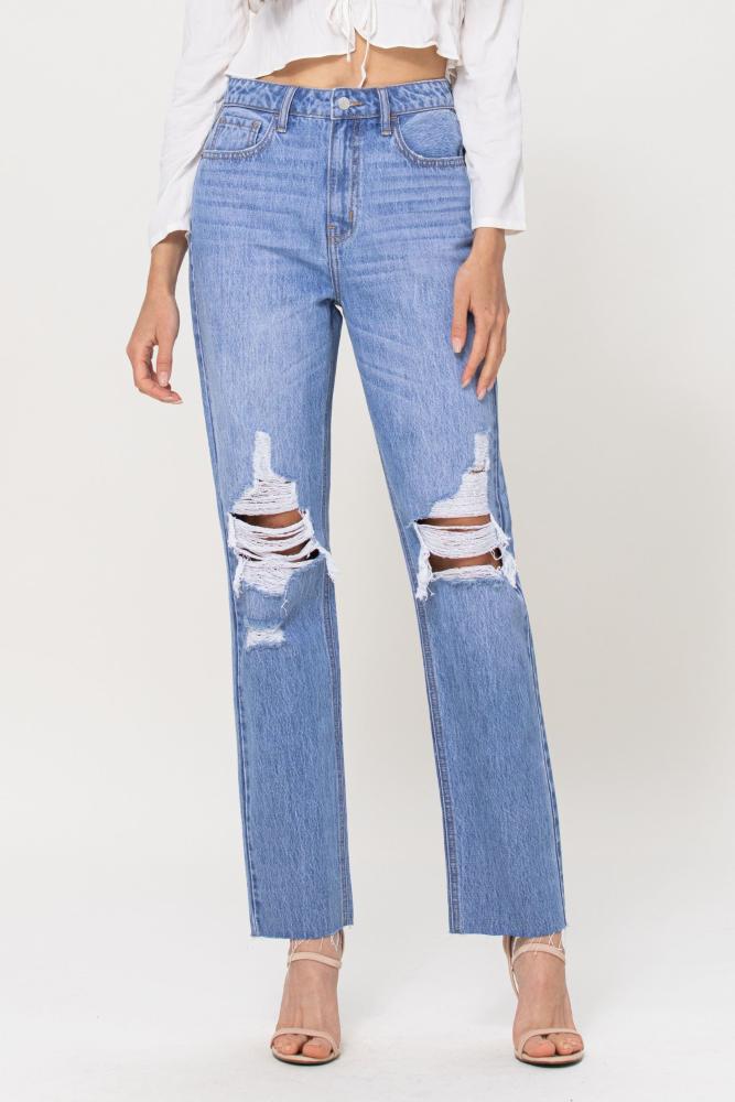 High Rise Straight Leg Jeans (Item #WV18084S)