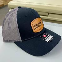 Leather Barnes Applique 115 Trucker Hat: BLACK/CHARCOAL