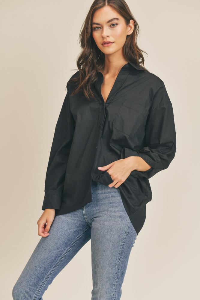 All About Tonight Button Down Shirt: BLACK