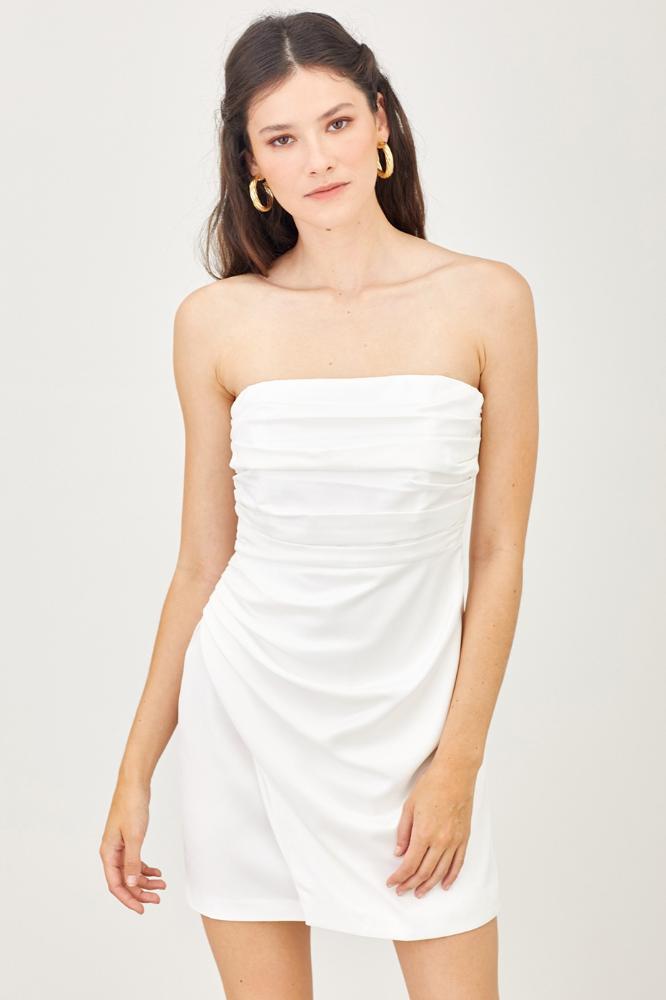 Patient Timing Strapless Dress: WHITE
