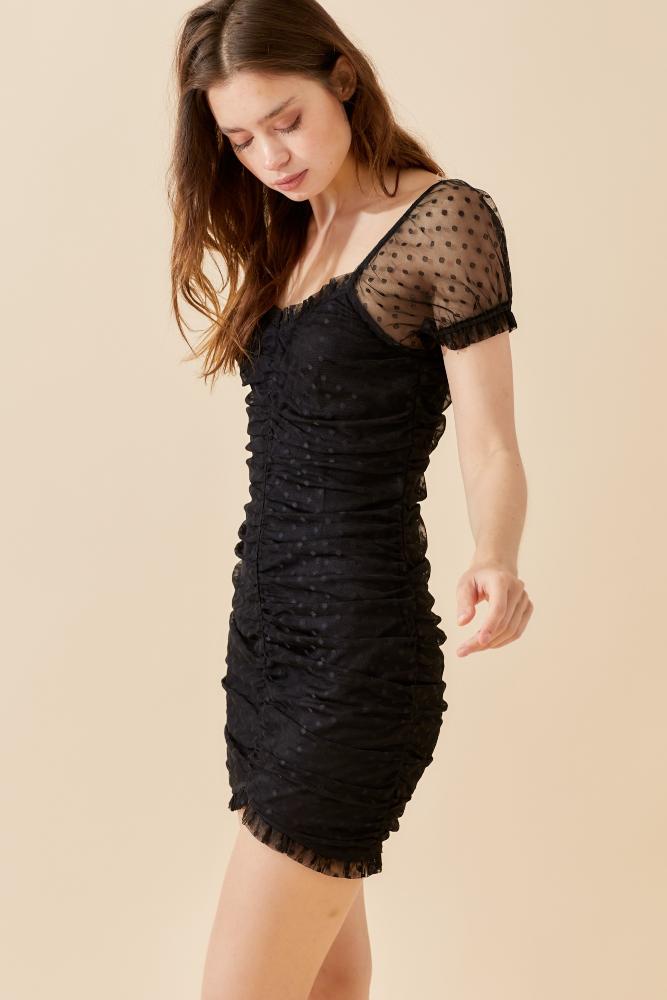 Borrowed Time Fitted Dress: BLACK