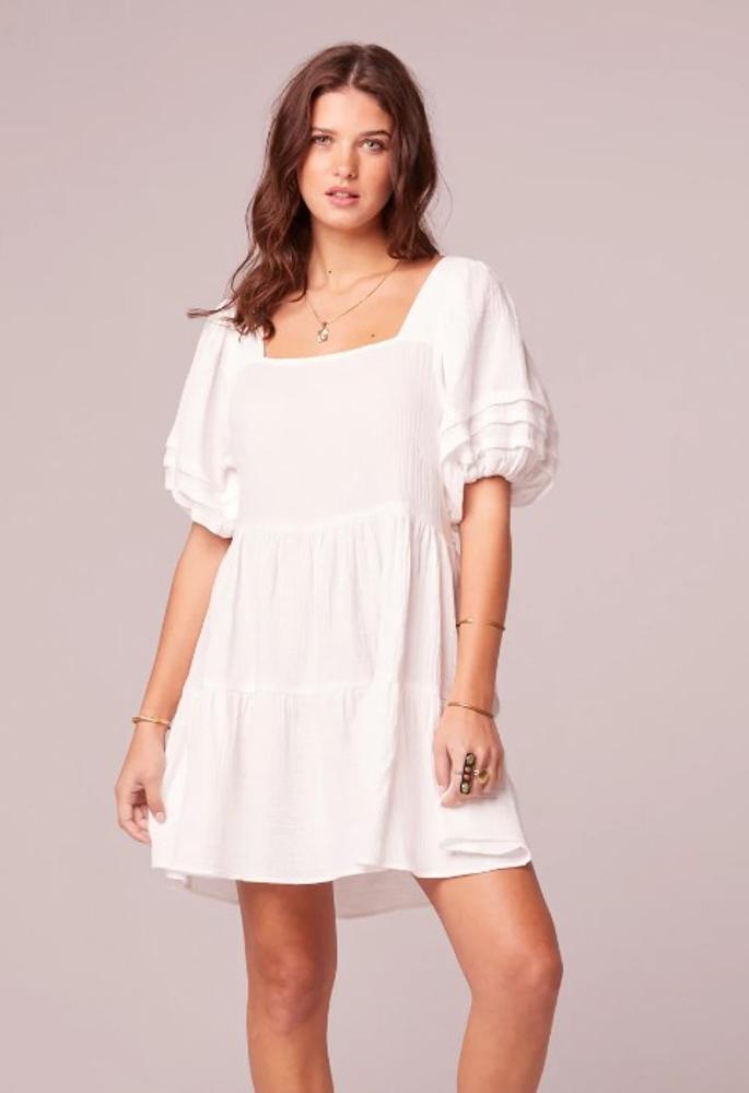 Let It Be Ruffle Tiered Dress: WHITE