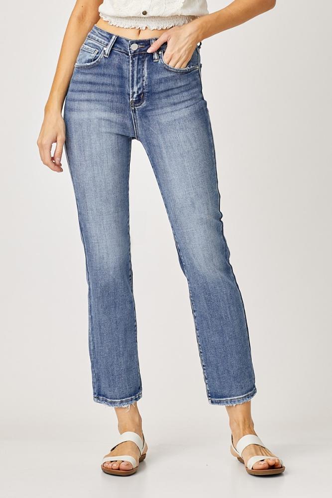 High Rise Cropped Straight Jeans
