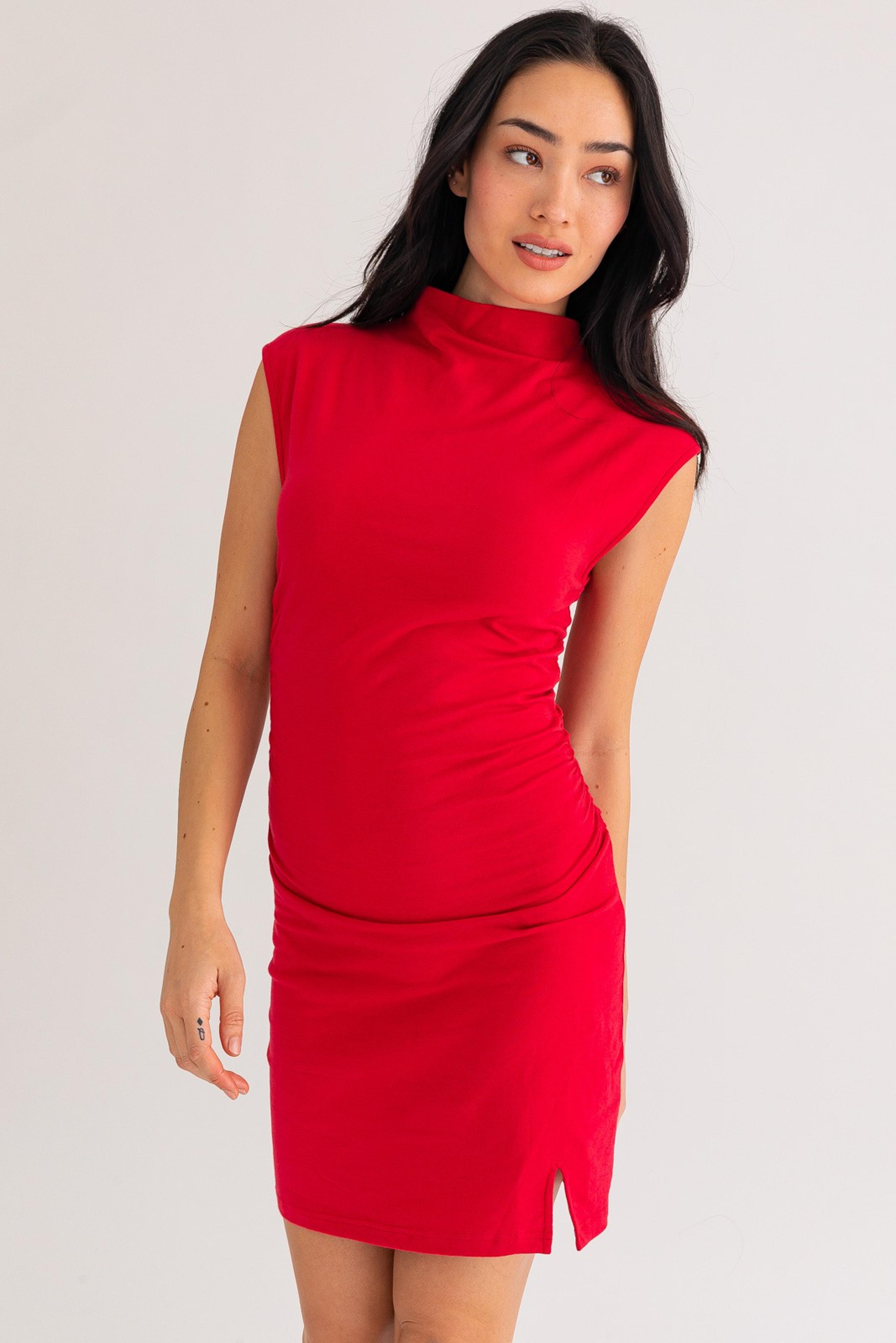  This Moment High Neck Shirred Dress
