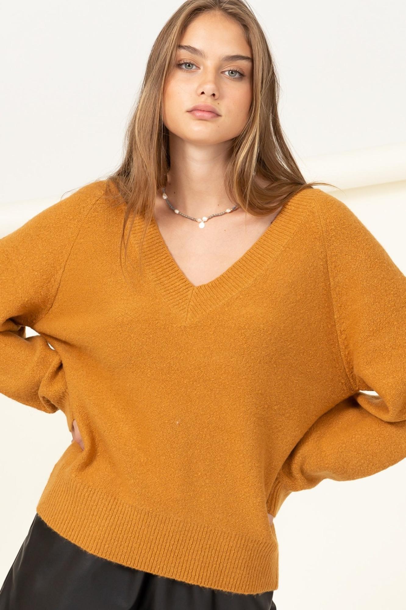 Clear Vision V Neck Knit Sweater