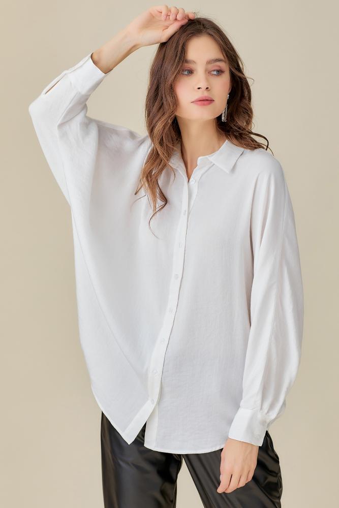 Never Better Button Up Shirt: WHITE