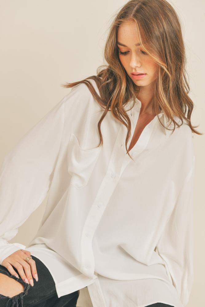Be The One Button Down Top: IVORY