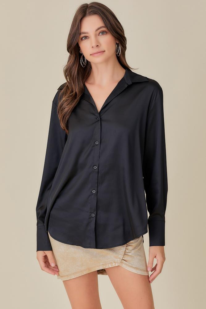 So Sweet Silky Button Down Top