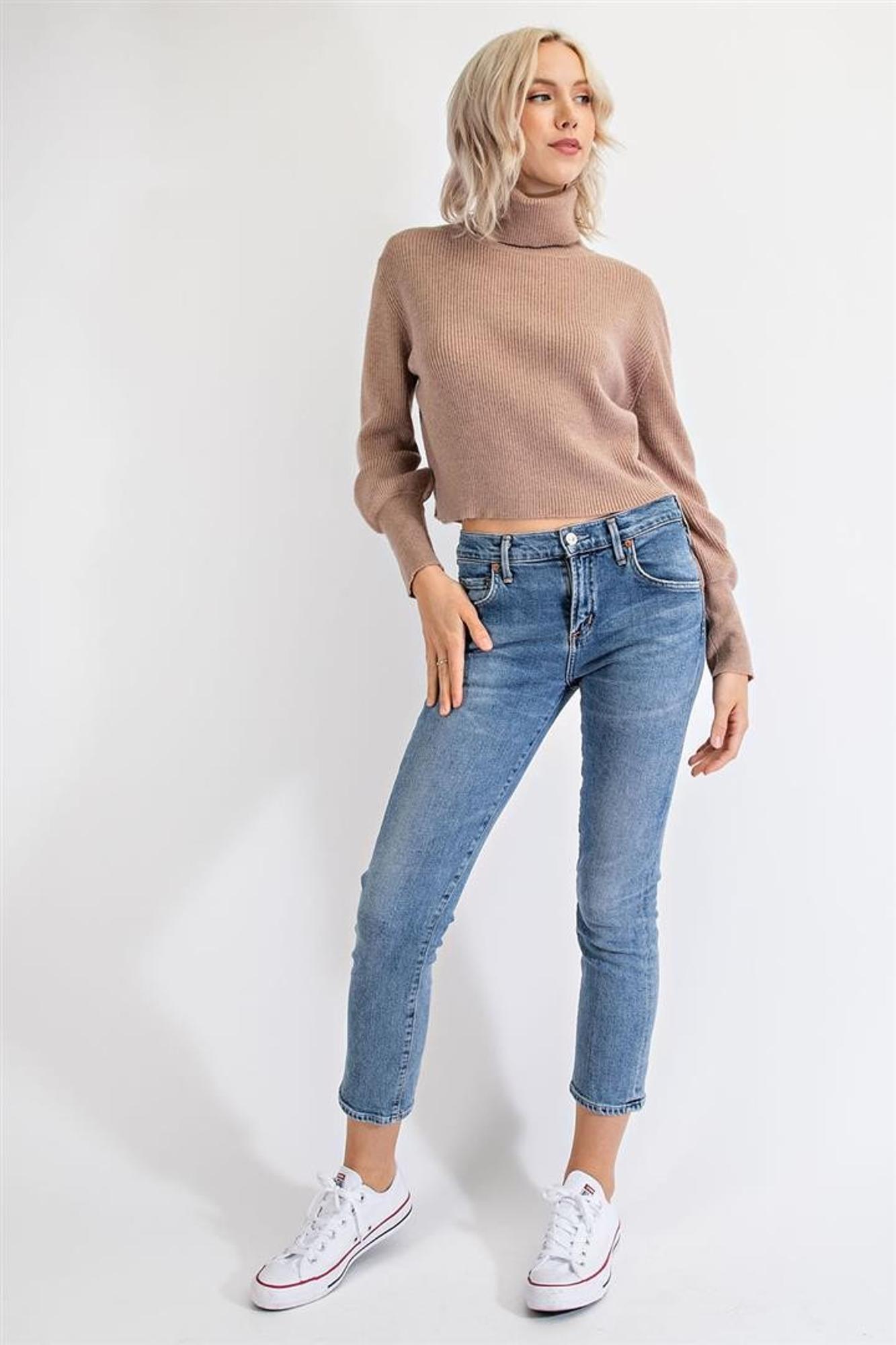 Afternoon Stroll Turtleneck Cropped Sweater