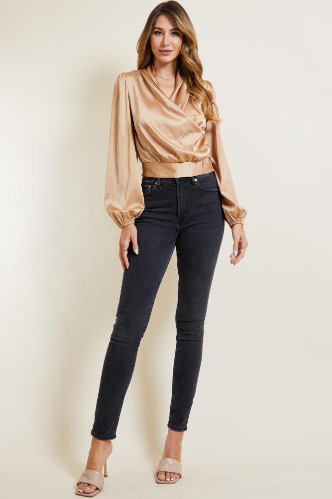 Close To Me Long Sleeve Top: TAUPE