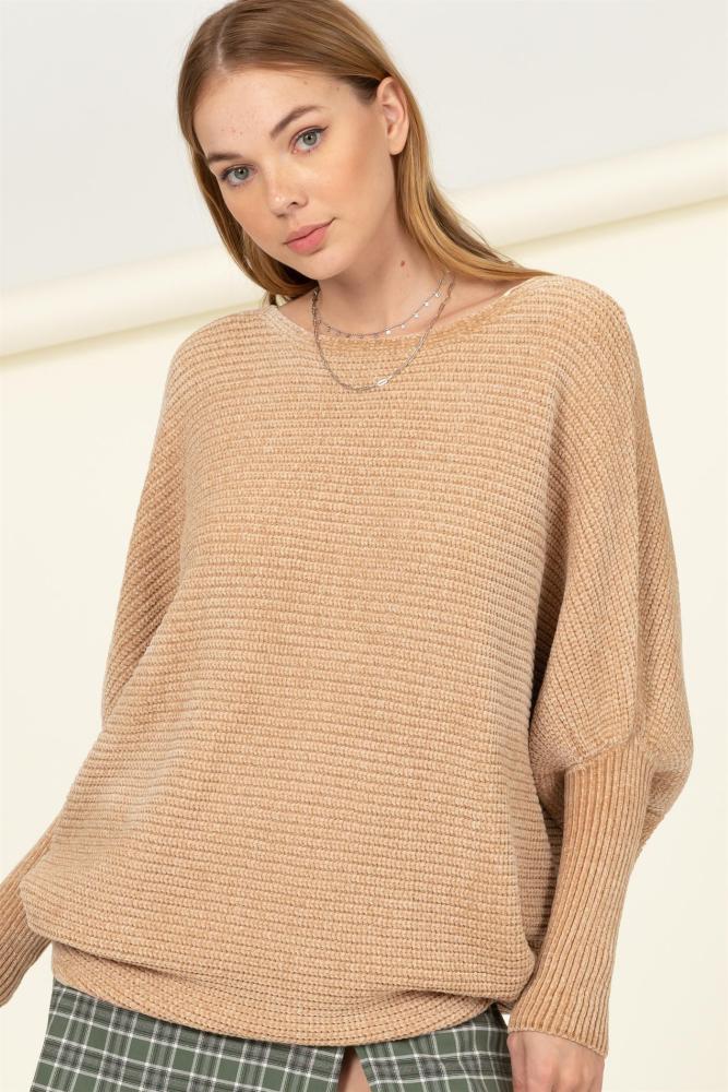 Lovin` You Knit Sweater: TAUPE