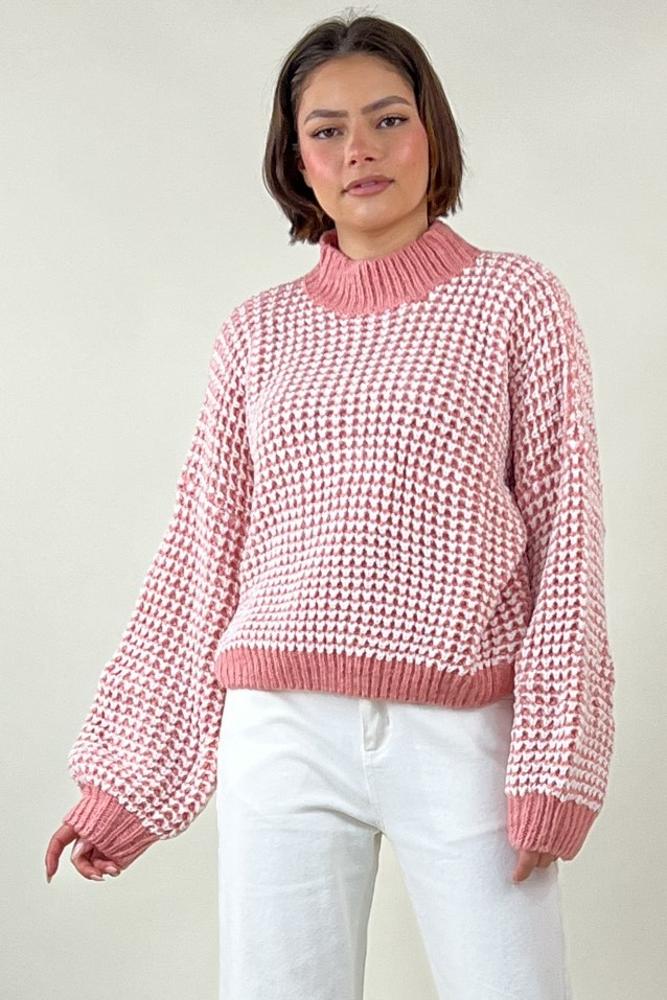 On Your Mind Chunky Knit Sweater: PINK