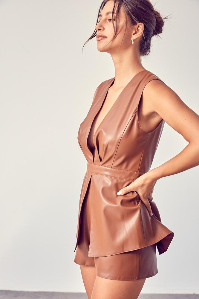 Saturday Trends Open Back Romper: TOFFEE