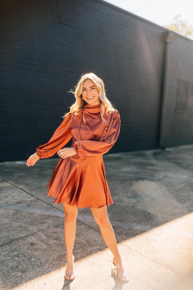 Key To My Heart High Neck Dress: COPPER