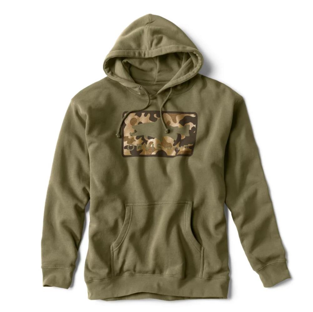1971 Camo Trout Hoodie: OLIVE