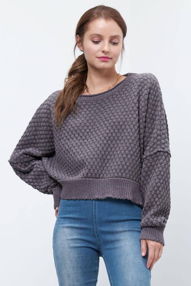 Stay True Cropped Sweater: CHARCOAL