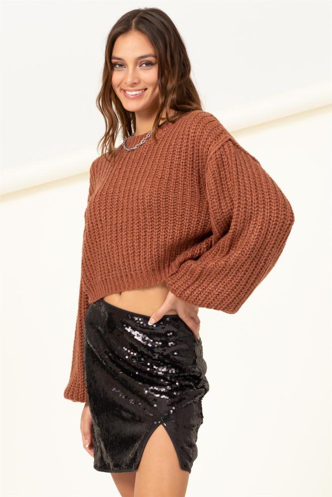 Take Me Home Cropped Knit Sweater (Item #HF22F911)