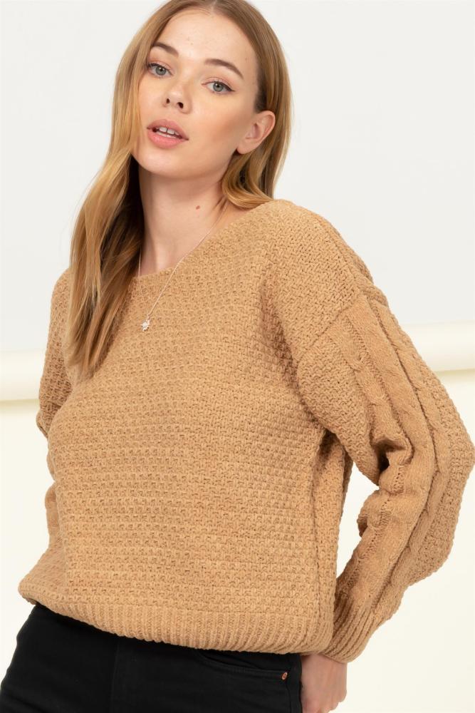 Simple Me Knit Sweater: TAUPE