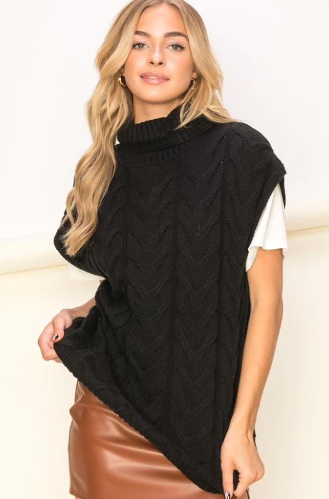 Pure Fate Knit Sweater Vest: BLACK