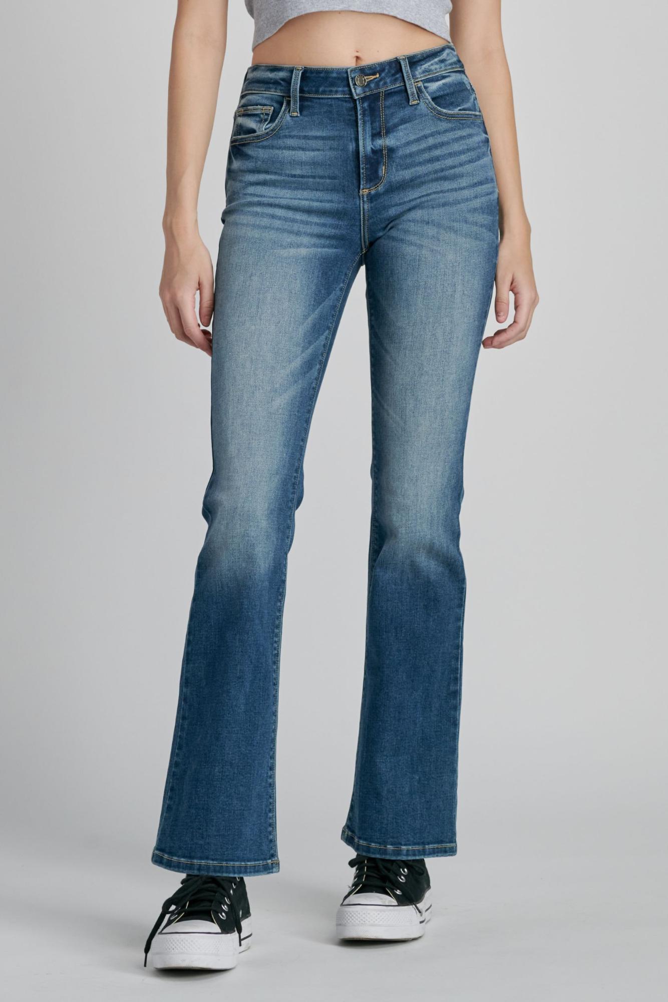 The Jessi Mid Rise Boot Cut Jeans