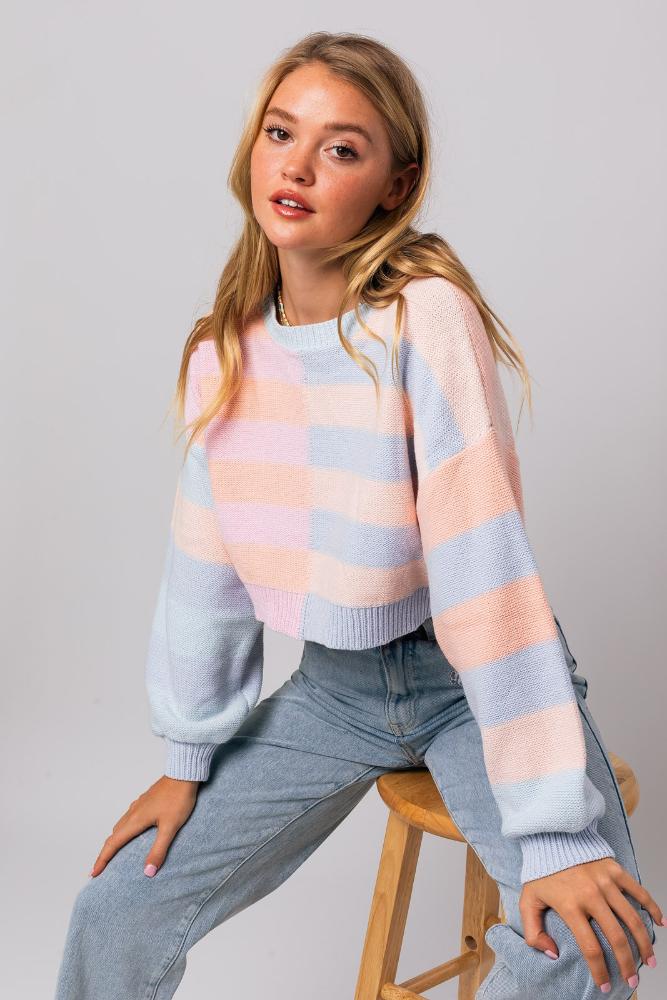 Cozy Up Colorblock Cropped Sweater