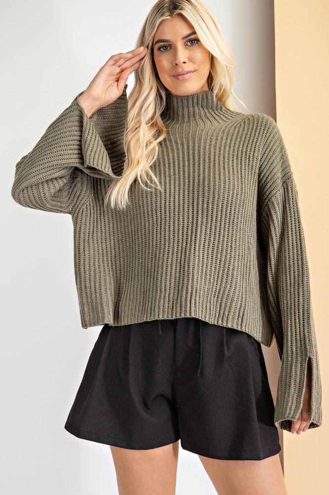 Story Of My Life Turtleneck Sweater: OLIVE